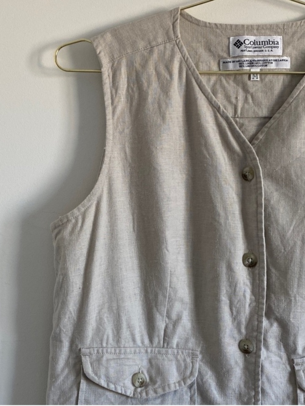 COLUMBIA Light oatmeal Linen Vest | Medium - Picture 4 of 9